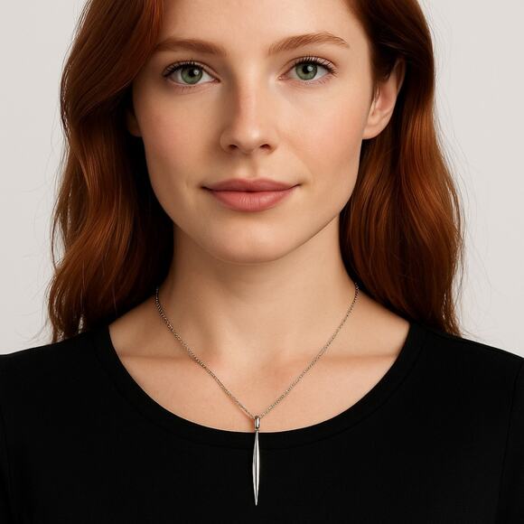 Tiffany & Co. 18K White Gold Feather Pendant Pendant Charm 750 Gift Pouch & Box - Picture 11 of 12